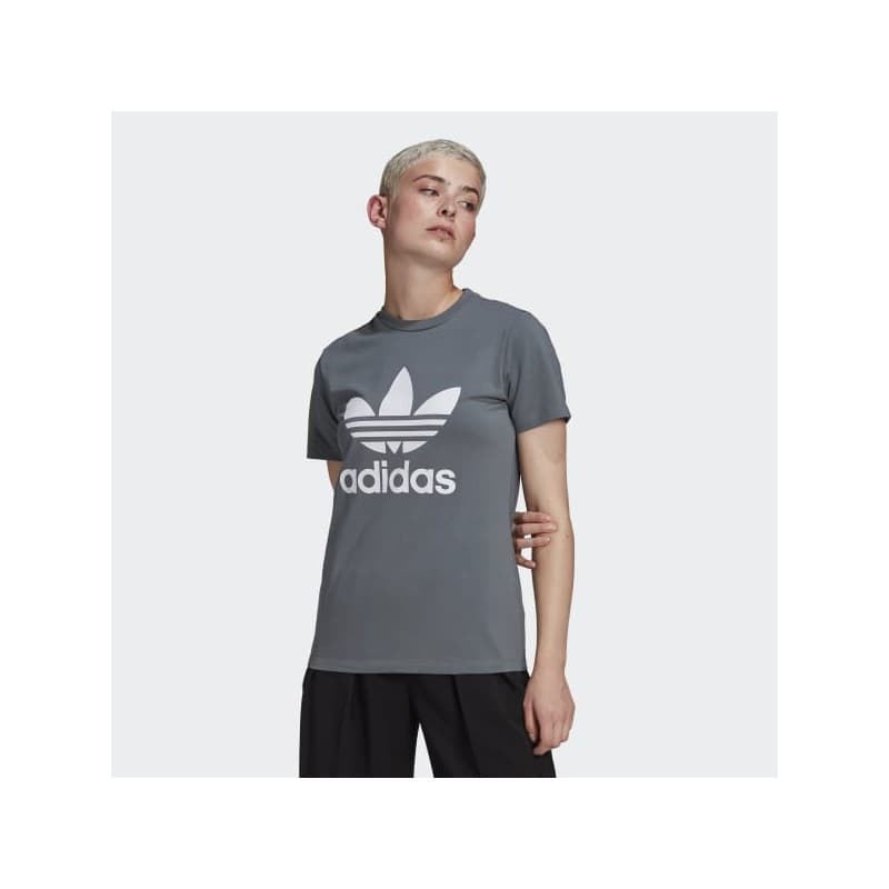 adidas Women's Classics Trefoil T-Shirt - تيشيرت اديداس كلاسيك تريفول للنساء لون رمادي