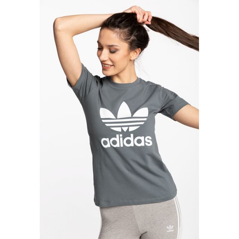 adidas Women's Classics Trefoil T-Shirt - تيشيرت اديداس كلاسيك تريفول للنساء لون رمادي