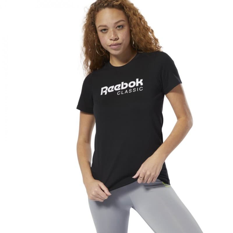تيشيرت ريبوك كلاسيك لوجو برينتد للنساء لون أسود - Reebok Women's Classics Logo Printed Short Sleeve T-Shirt- Black