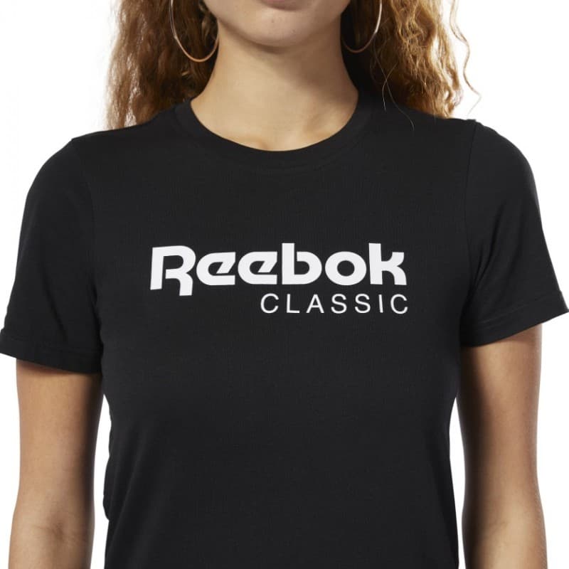 تيشيرت ريبوك كلاسيك لوجو برينتد للنساء لون أسود - Reebok Women's Classics Logo Printed Short Sleeve T-Shirt- Black