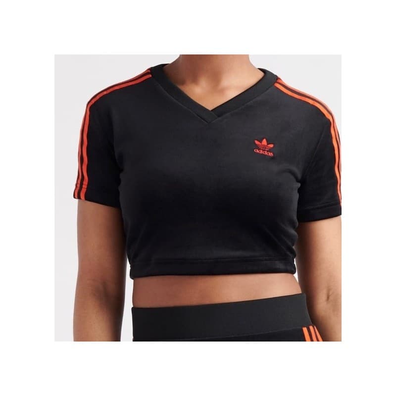 Adidas Womens' V-Day Cropped Tee- تيشيرت اديداس في ديه للنساء لون اسود