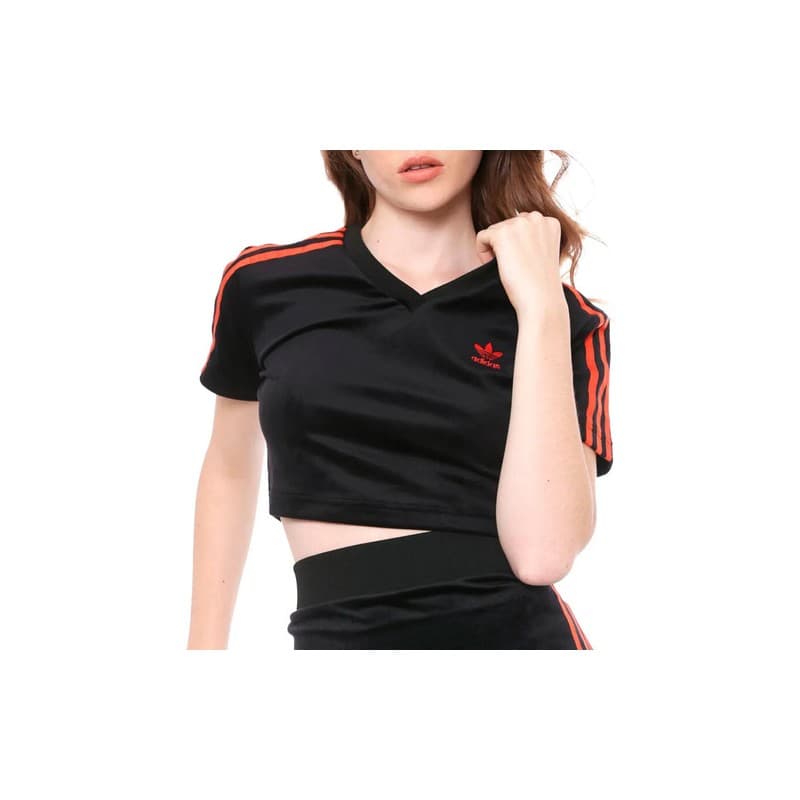 Adidas Womens' V-Day Cropped Tee- تيشيرت اديداس في ديه للنساء لون اسود