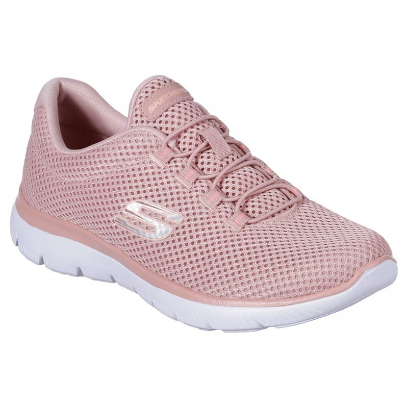 Skechers Women's Summits - Quick Lapse Shoes حذاء سكيتشرز سوميتس كويك لابس للنساء لون زهري ونعل أبيض