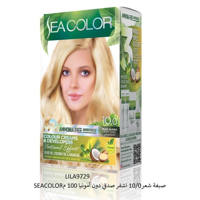 SEA COLORصبغة شعر10/0 اشقر صدفي دون أمونيا 100 م