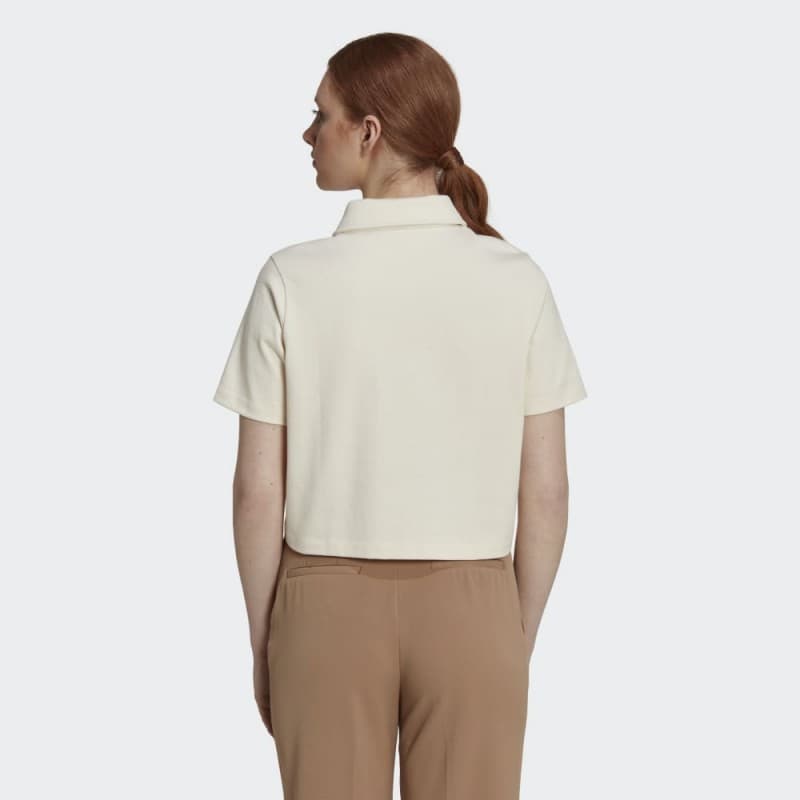 Adidas Womens' Crop Zip Polo Shirt- تيشيرت اديداس بولو كروب زيب للنساء لون بيج