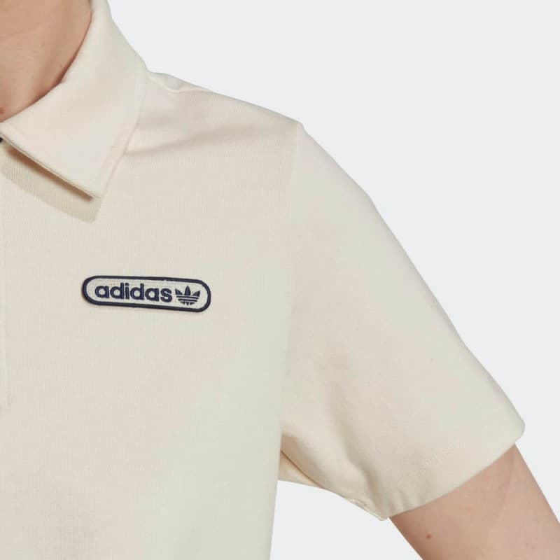 Adidas Womens' Crop Zip Polo Shirt- تيشيرت اديداس بولو كروب زيب للنساء لون بيج