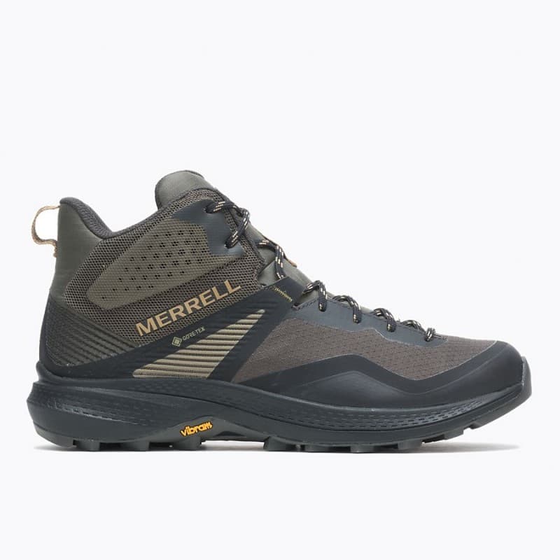 Merrell Men's MQM 3 Mid GORE-TEX Shoes - حذاء ميريل ام كيو ام 3 ميد للرجال لون زيتي وأسود 