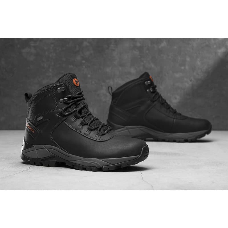 Merrell Men's Vego Mid Leather Waterproof Shoes - حذاء ميريل جلد فيجو ميد ووتر بروف للرجال لون أسود 