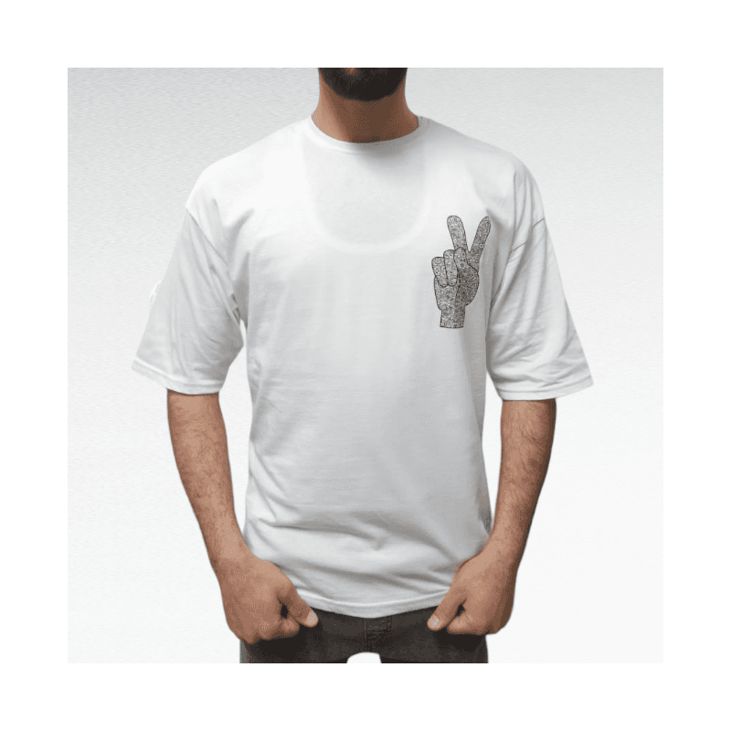 T-SHIRT تيشيرت اوفر سايز شبابي لون ابيض