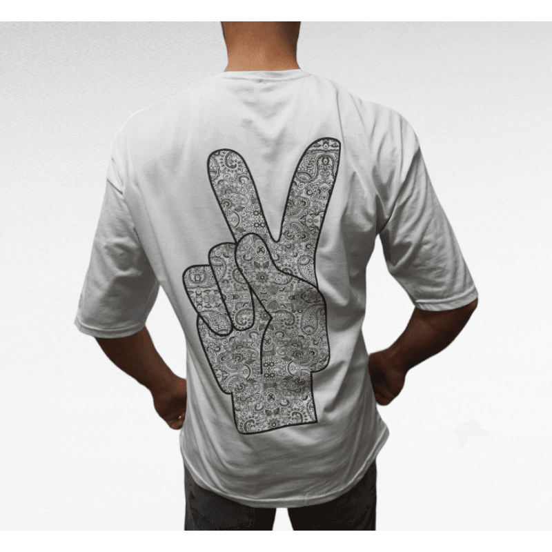 T-SHIRT تيشيرت اوفر سايز شبابي لون ابيض