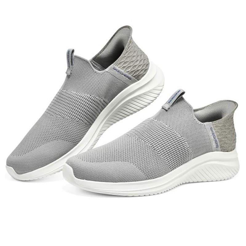 Skechers Men's Slip-ins: Ultra Flex 3.0 - Smooth Step Shoes - حذاء سكيتشرز سليب ان: الترا فليكس 3.0 – سموث ستيب للرجال لون رمادي وأبيض