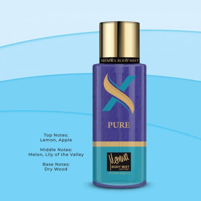 بودي مست اكس بيور من ميموا للنساء سعة 250 مل - X Pure Body Mist By Memwa For Women 250 ML