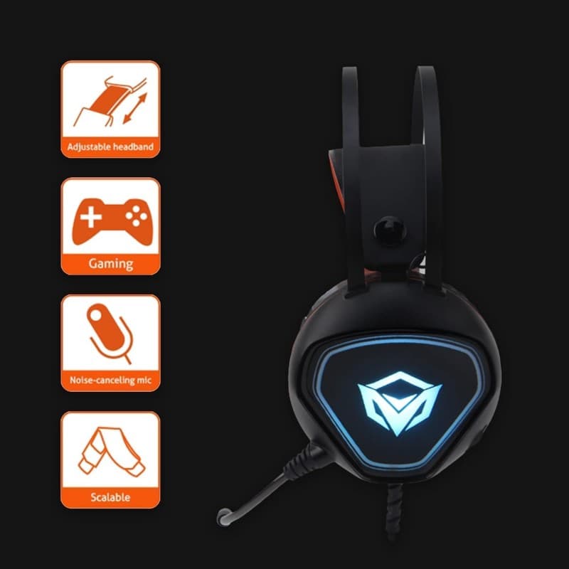 سماعة رأس سلكية من ميشن لون اسود-Meetion Backlit Gaming Headset with Mic - MT-HP020