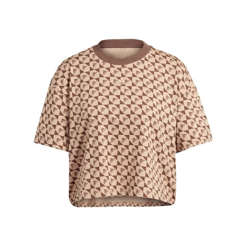 adidas Womens' ALL SZN x Logomania T-Shirt - تيشيرت اديداس اول اس زد ان اكس لوجومينا للنساء لون بني 