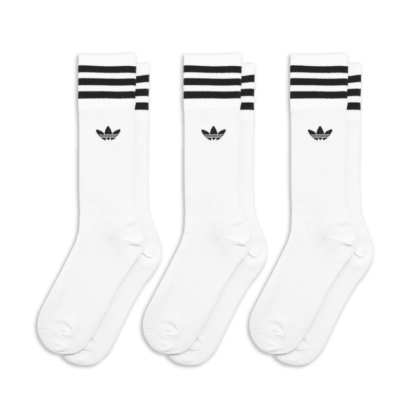 Adidas Unisex Solid Crew Socks 3 Pairs - White- جوارب اديداس سويلد كرو للجنسين لون أبيض