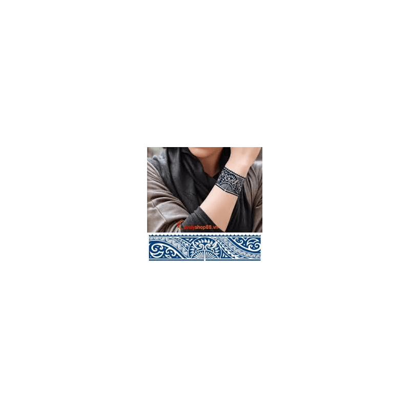 تاتو مؤقت 6.4*24 سم لون أزرق بتصميم زخارف