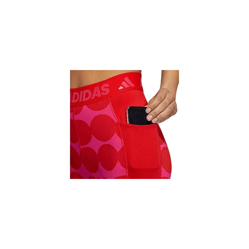 adidas Womens' Marimekko Techfit Long Tights - Red- بنطلون ضيق ايداس ماريمكو للنساء لون احمر