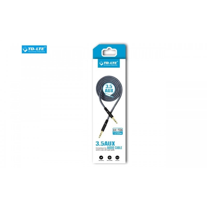وصلة اوكس AUX 3.5 mm - طول 1.2 متر ، موديل AX-106  ماركة TD LTE