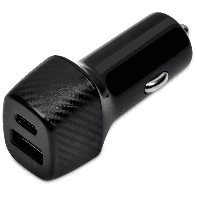 شاحن سيارة مدخلين30W ( USB/type c) مع كابل ايفون اسود