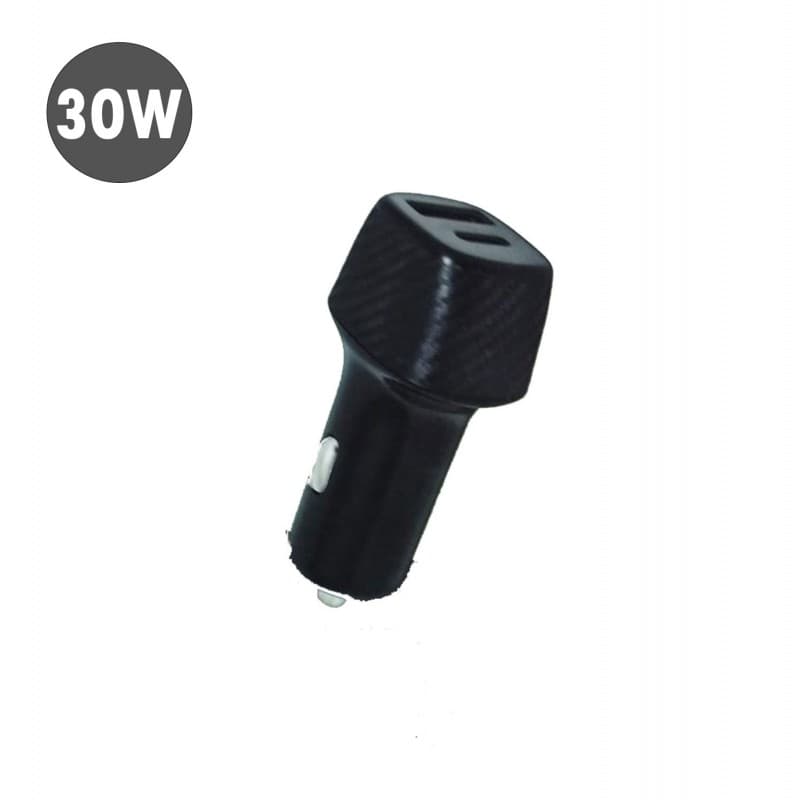شاحن سيارة لون اسود 30Wمدخلين ( USB/type c)