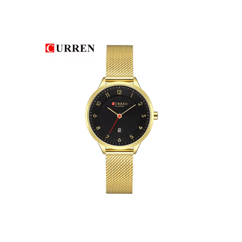 ساعة CURREN ستانلس ستيل ستاتي لون ذهبي ق اسود