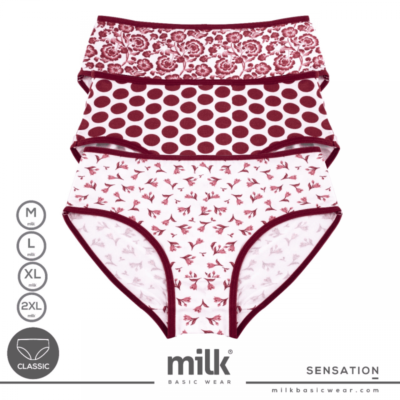 طقم داخلي (3 قطع) قطن من milk للنساء بألوان متعددة