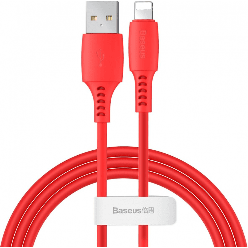سلك شاحن iPhone من Baseus 1.2 متر لون احمر