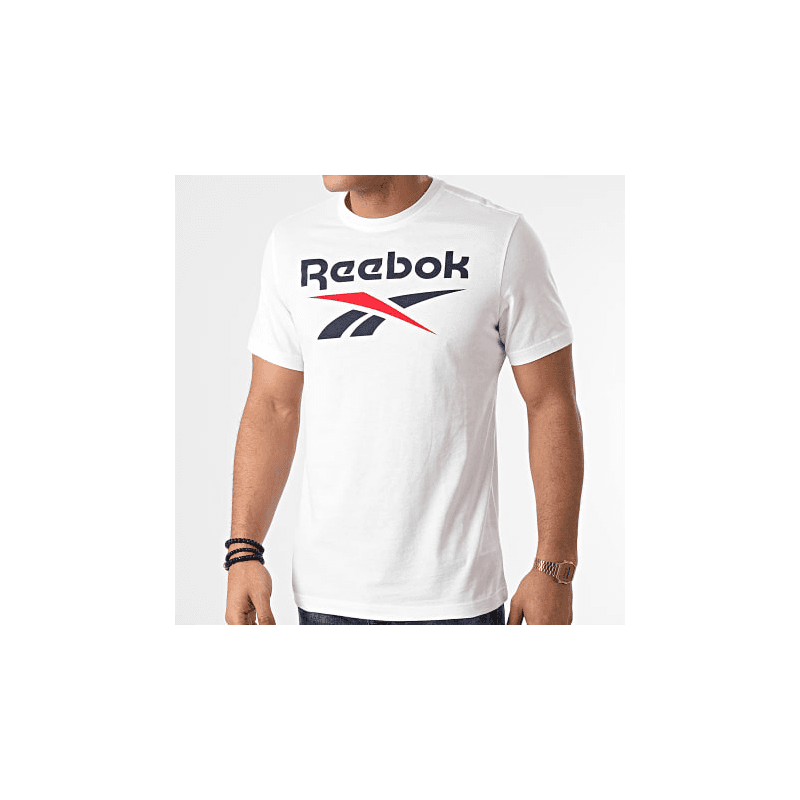 Reebok Mens' Identity Big Logo T-Shirt- تيشيرت ريبوك ادينتتي بيج لوجو للرجال لون أبيض