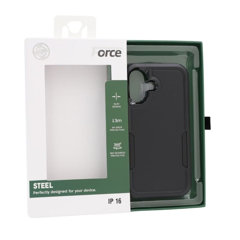 Force Steel Defender phone cover iPhone 16 - BLACK