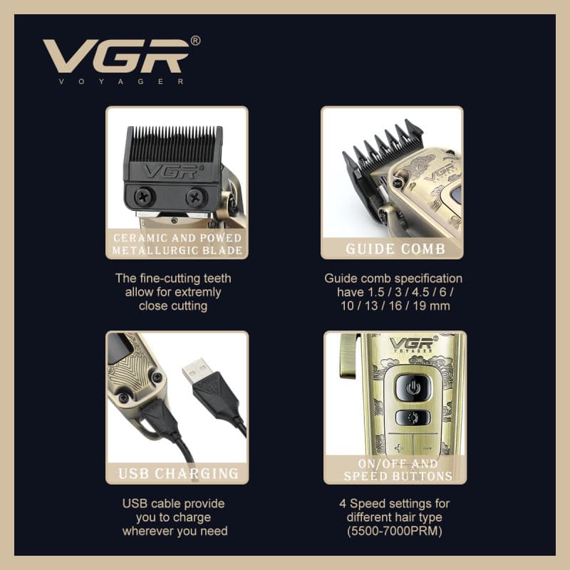 VGR Professional Rechargeable Hair Trimmer V-005