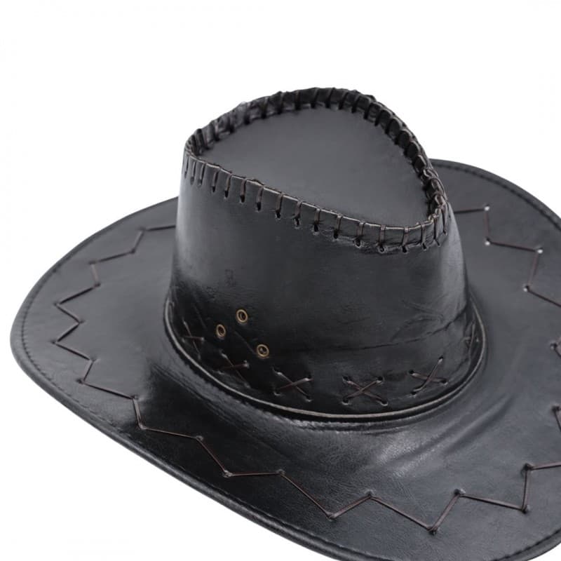 قبعة cowboy جلد للرجال لون أسود