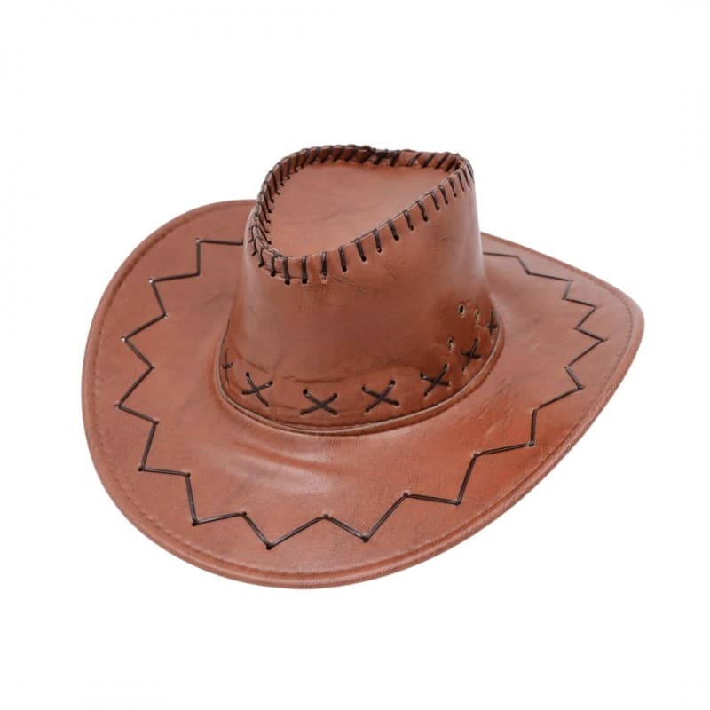 قبعة cowboy للرجال جلد لون بني