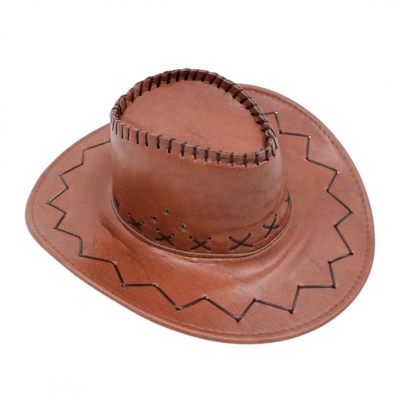 قبعة cowboy للرجال جلد لون بني