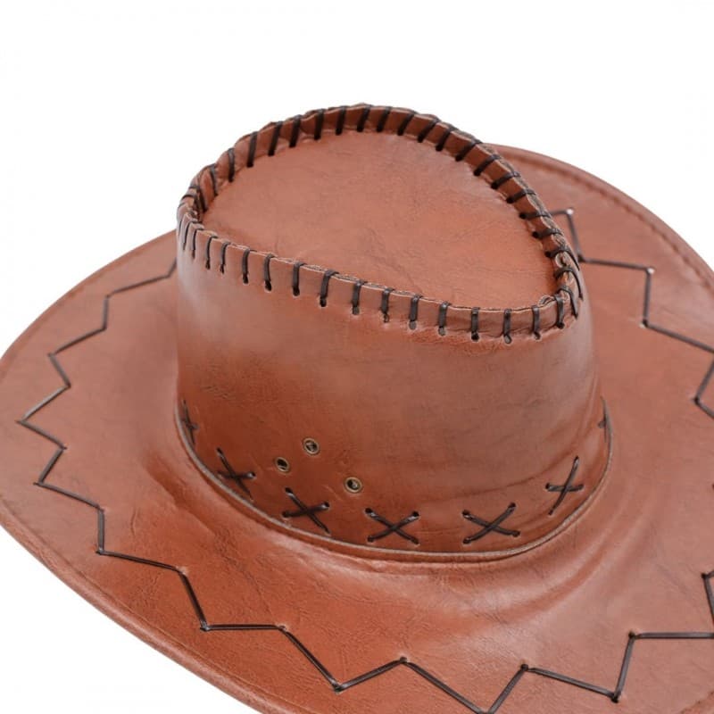قبعة cowboy للرجال جلد لون بني