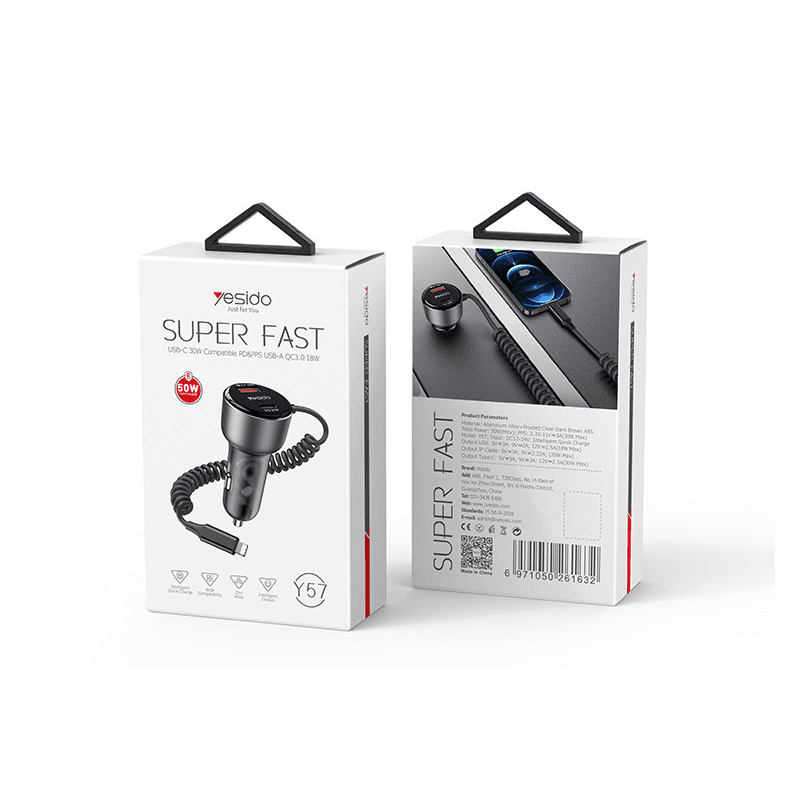 Yesido Y57 50W Fast Charging Car Charger
