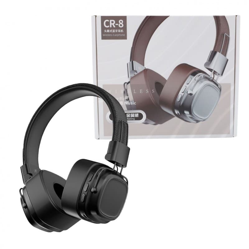 سماعة رأس لاسلكية CR-8 Classic فوق الأذن – لون أسود