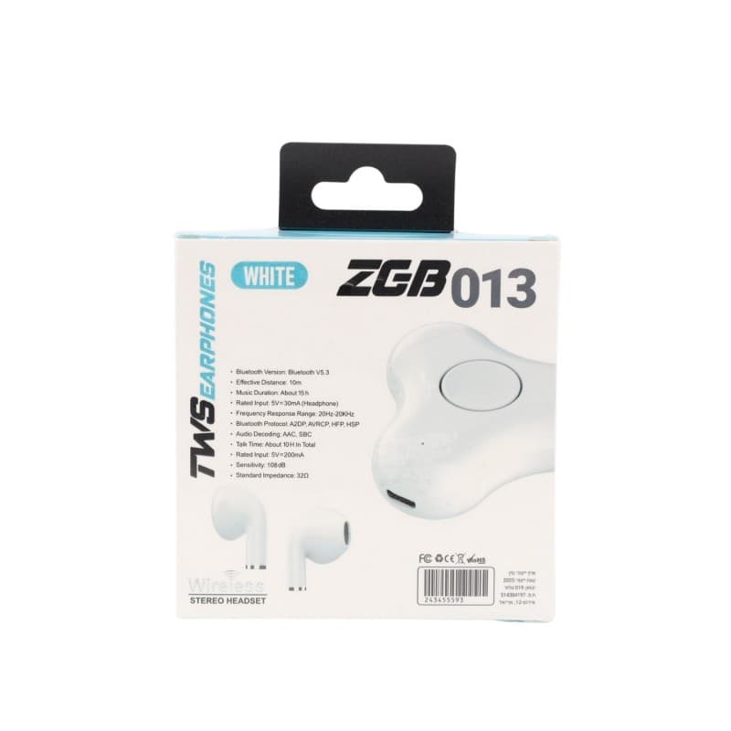 سماعة أذن لاسلكية TWS – 9Pro ZGB013 (ENC) لون أبيض