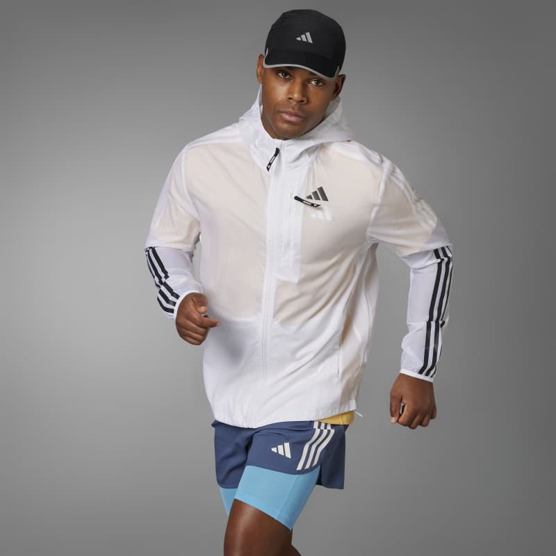 adidas Mens' Own The Run 3-Stripes Jacket - White