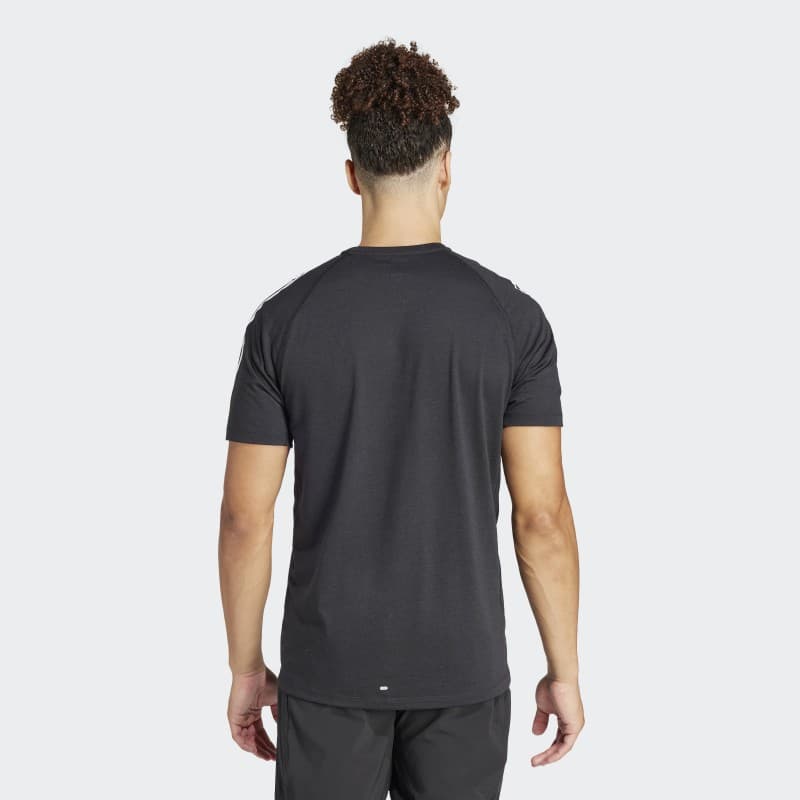 adidas Own the Run 3-Stripes Tee - Black