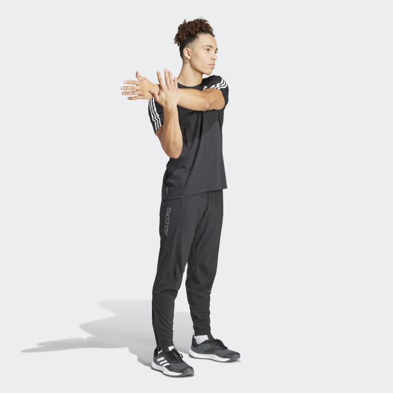 adidas Own the Run 3-Stripes Tee - Black