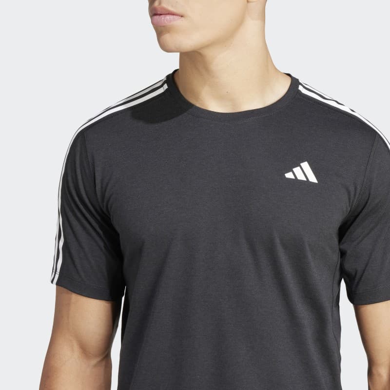 adidas Own the Run 3-Stripes Tee - Black