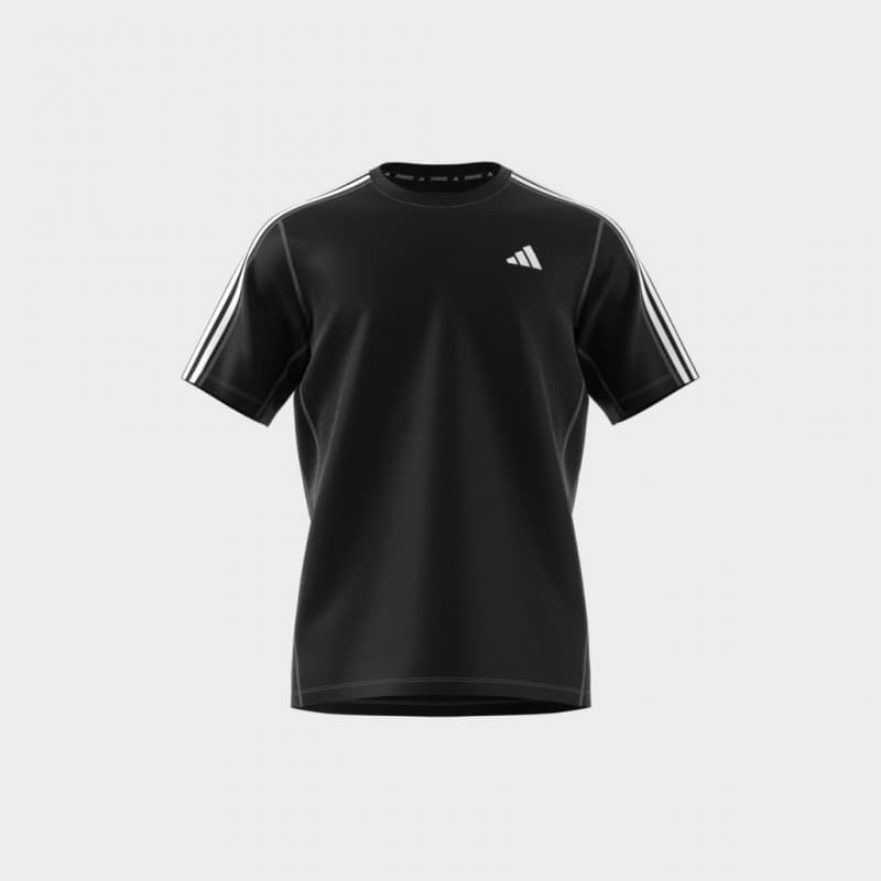 adidas Own the Run 3-Stripes Tee - Black