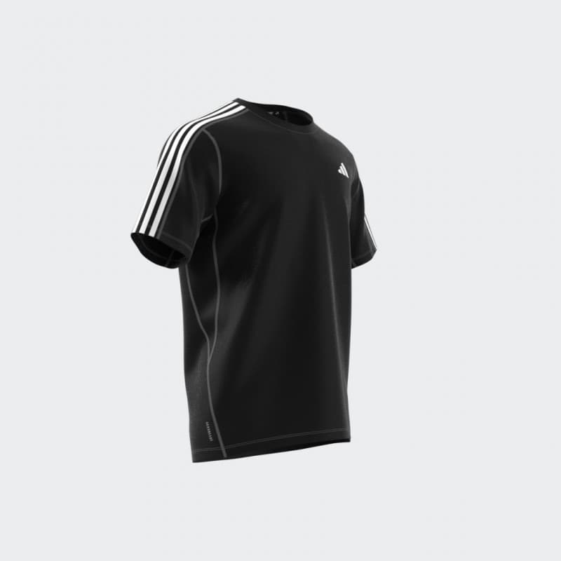 adidas Own the Run 3-Stripes Tee - Black