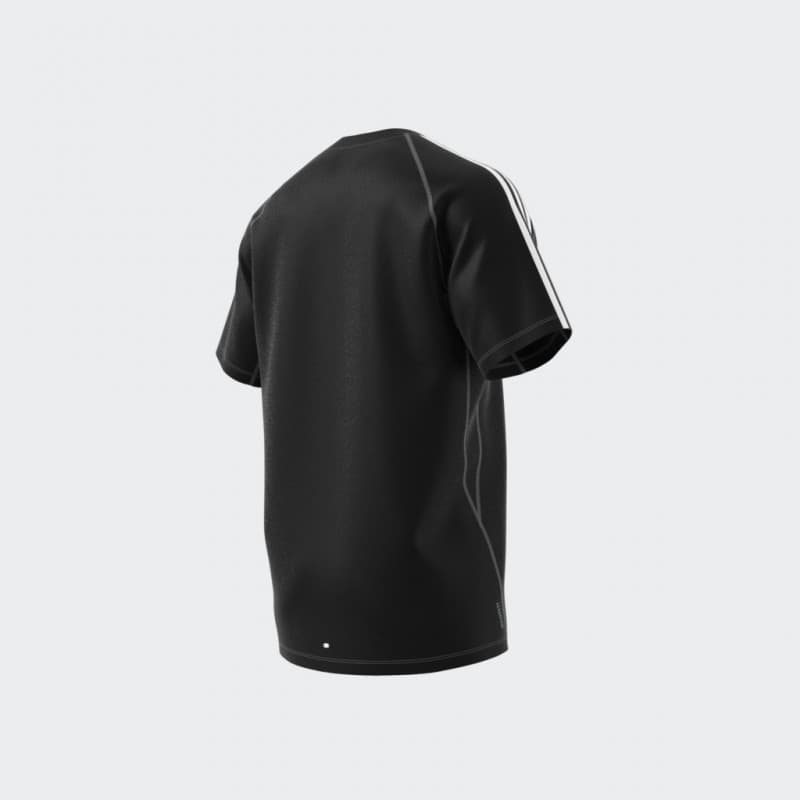 adidas Own the Run 3-Stripes Tee - Black