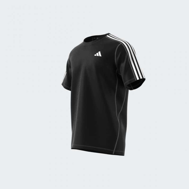 adidas Own the Run 3-Stripes Tee - Black