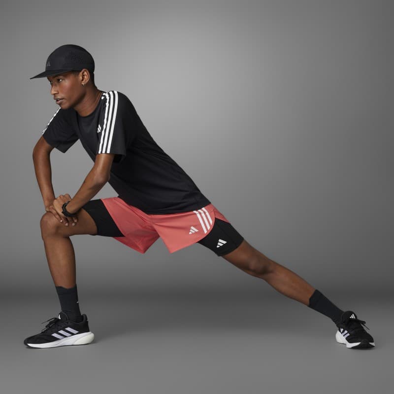 adidas Own the Run 3-Stripes Tee - Black