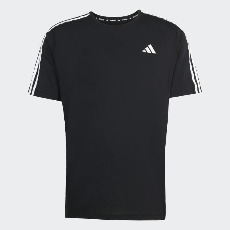 adidas Own the Run 3-Stripes Tee - Black
