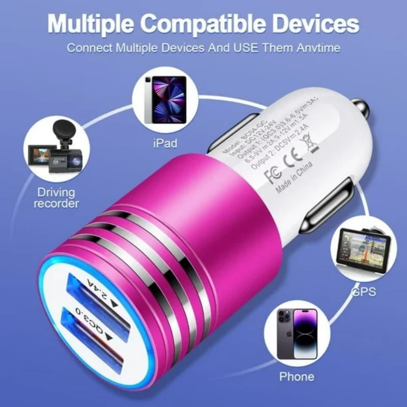 شاحن سيارة 2 USB اسطواني YSC-06