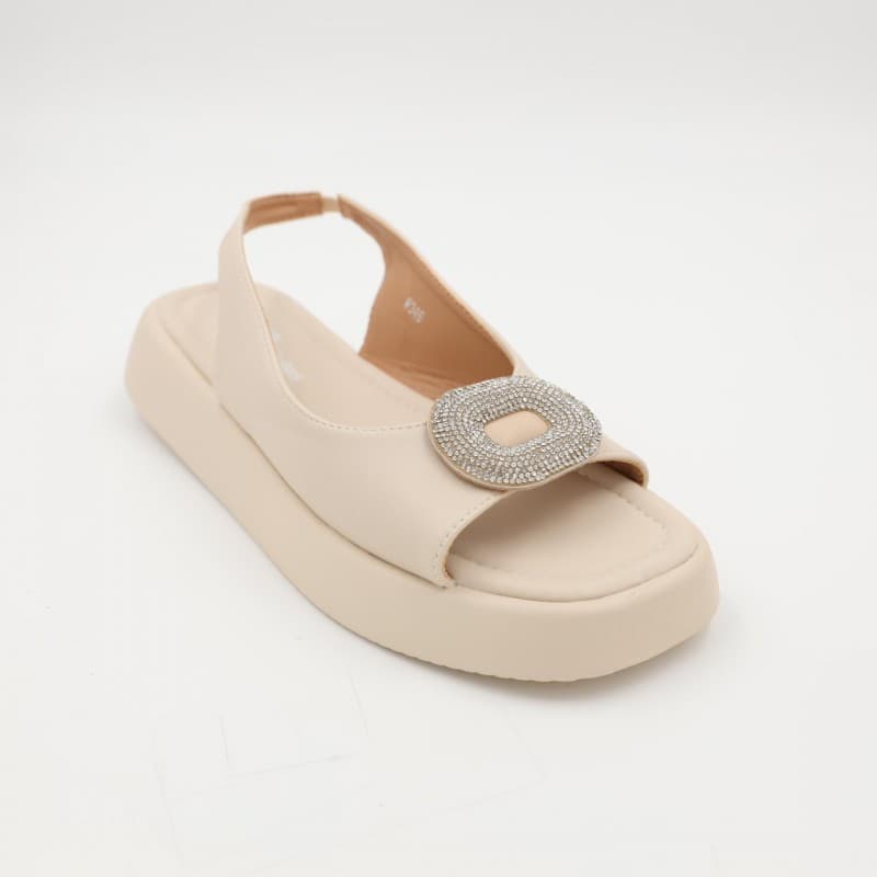 صندل للصبايا قماش لون بيج