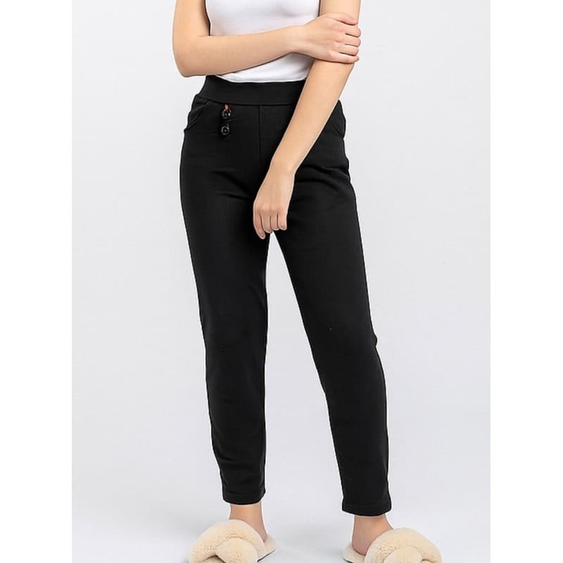 بنطلون مبطن بتصميم SKINNY للنساء لون أسود
